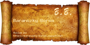 Baranszky Borsa névjegykártya